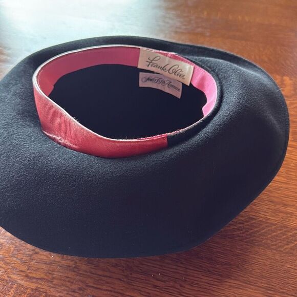 Vintage 1960’s Frank Olive designed for Saks Fifth Avenue Black Wool Hat Women’s - Picture 9 of 11